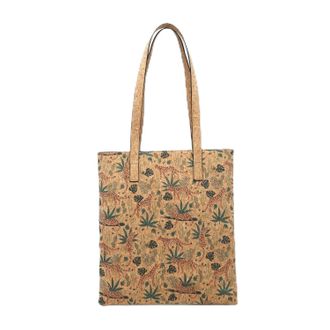 Generic Womens Cork Tote Bag, Ladies Shoulder Handbag with Multiple Compartments, Printed Pattern Design, 35x30x5 cm (Brown Leopard)
