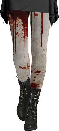 Generic Halloween Leggings Women Blood Stained Yoga Tights Fitness Running Stretch Leggings Casual Funny Gift Pants Fall Celebration Tights Bottoms Halloween 
