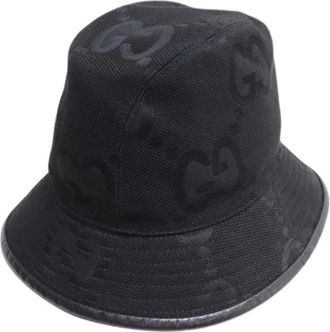 Gucci Pre-owned Accessories, male, Black, Size: ONE SIZE Pre-owned Jumbo GG Canvas Bucket Hat