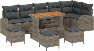 vidaXL Garden Sofa Set with Cushion with Storage 10 pcs Grey vidaXL