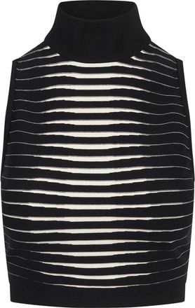 Elisabetta Franchi Tops, Dames, Zwart, S, Polyester, Degrad&eacute; Gestreepte Gebreide Crop Top