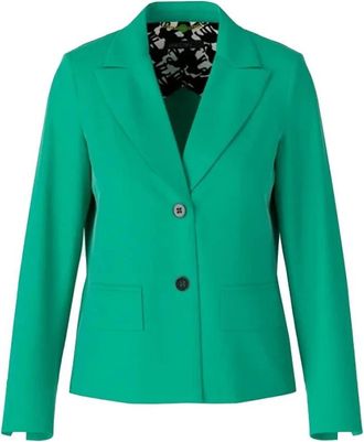 Marc Cain Groene Blazer met Stijlvolle Opstaande Kraag en Knopensluiting - Dames - Blazers - Groen - M - Jassen