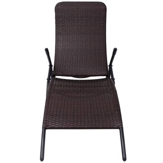 Berkfield Home Folding Sun Lounger Poly Rattan Brown
