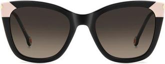 Carolina Herrera Her 54mm Gradient Rectangular Sunglasses in Black/Brown Sf at Nordstrom