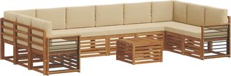 vidaXL Conjunto De Sof&aacute;s De Exterior 11 Uds. Natural Y Beige Vidaxl