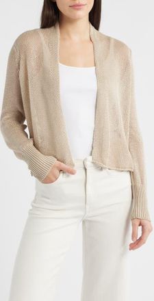 Eileen Fisher Open Front Organic Cotton Cardigan in Undyed Natural at Nordstrom, Size Xx-Small