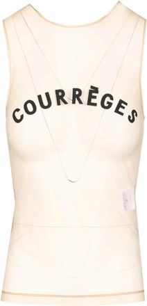 Courr&egrave;ges Illusion Tulle Top - Dames - Tops zonder mouwen - Wit - S - Tule - Tops