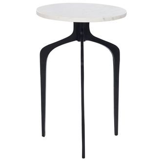 Beliani Beliani - Mesa Auxiliar De M&aacute;rmol Blanco Negro 36 Cm Glamour Sala De Estar Dormitorio Tihoi