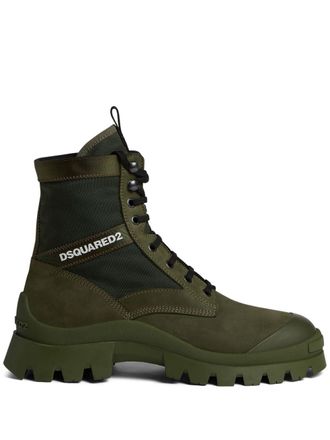 Dsquared2 logo-print leather boots - men - Calf Leather/Calf Leather/Elastodiene/Nylon - 45.5 - Green
