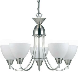Loops Hanging Ceiling Pendant Light SATIN CHROME 5x Shade Lamp Bulb Holder Fitting