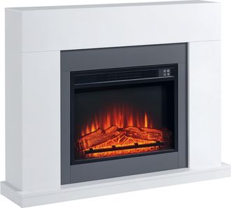 OEM Chimenea El&eacute;ctrica 1800w-2000w Con Mando A Distancia Llama Ajustable Termostato Temporizador Semanal Para 37 M&sup2; Blanco
