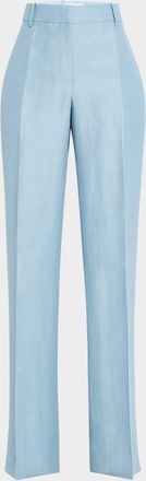 Lafayette 148 New York Gates High-Rise Straight-Leg Linen-Blend Pants