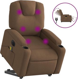 vidaXL Vidaxl - Sill&oacute;n De Masaje El&eacute;ctrico Reclinable Elevable Tela Marr&oacute;n