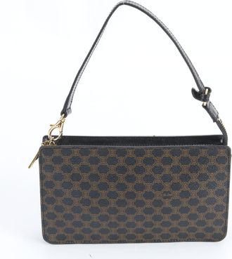 Celine Black Coated Canvas Leather Handbag Pouch Tote Bag (Pre-Owned)