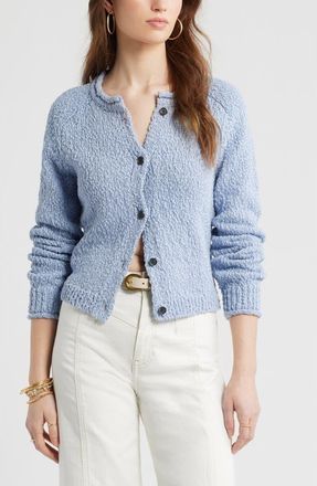 Treasure & Bond Fitted Textured Cotton Cardigan in Blue Blizzard at Nordstrom, Size Xx-Small