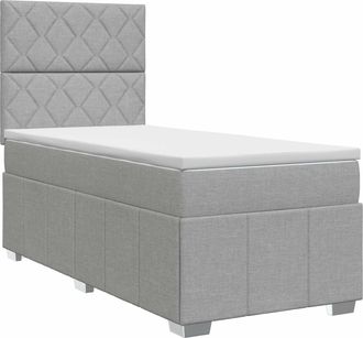 vidaXL Cama Box Spring Con Colch&oacute;n Gris Claro 100 X 200 Cm Tela Vidaxl