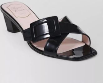 Roger Vivier buckle mule sandals open toe block heel