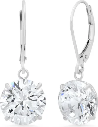 MAX + STONE 14k Gold Leverback 10mm Cubic Zirconia Dangle Earrings