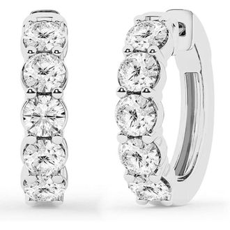 Grown Brilliance 2.0 Carat Round Lab Grown Diamond Hoop Earrings in Sterling Silver, Color G+, Clarity SI, Fine Jewelry for Women
