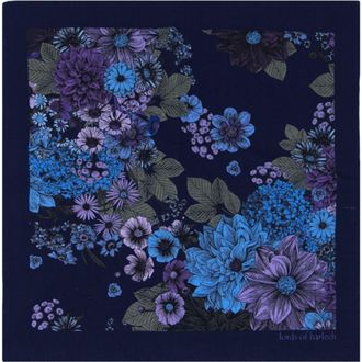 Lords of Harlech Hudson Merino Wool Handkerchief Pocket Square in Marco Floral Navy at Nordstrom