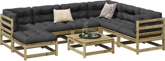 vidaXL Juego De Sof&aacute;s De Jard&iacute;n 8 Pzas Madera De Pino Impregnada Vidaxl