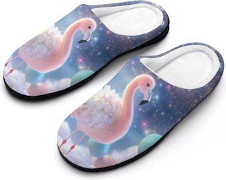 Generic Fantasy Flamingos Mens Slippers Comfortable And Non-slip Cotton Slipper Shoe for House