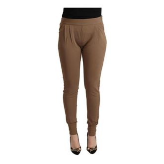 Ermanno Scervino Broeken, Dames, Bruin, M, Bruine Logo Tapered Broek
