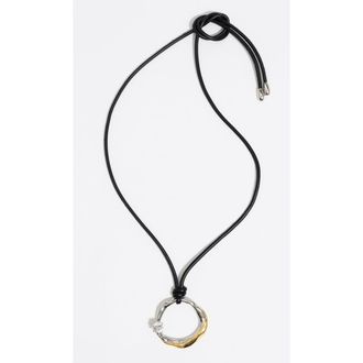 Bimba & Lola Textured Hoop Cord Necklace in Multigold at Nordstrom
