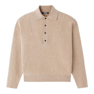 Jacquemus Round-neck Knitwear, male, Beige, Size: S Pallone Sweater