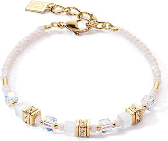 Coeur de Lion Mini Cubes Gold Bracelet in White at Nordstrom, Size 8.25