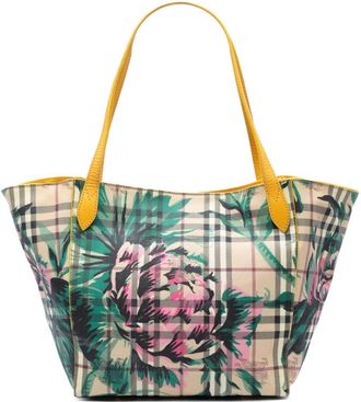 Burberry Pre-owned Burberry Small Haymarket Check Floral Print Coated Canvas Canterbury Tote Ladies ITSAMSRL3335CAM