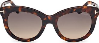 Tom Ford Odette 53mm Butterfly Sunglasses in Dark Havana /Gradient Brown at Nordstrom Rack