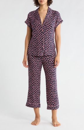 Nordstrom Rack Tranquility Cropped Pajamas in Navy- Pink Painted Hearts at Nordstrom Rack, Size X-Small