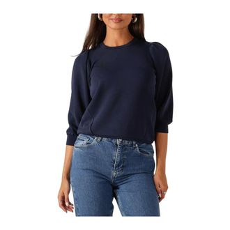 Selected Hoodies & sweatvesten, Dames, Blauw, L, Polyester, Slftenny 3/4 Sweat Top