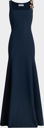 La Petite Robe Di Chiara Boni Lores Square-Neck Stretch Jersey Godet Gown