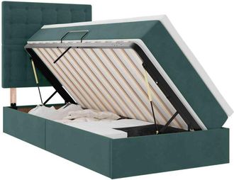 vidaXL Storage Bed with Mattress Dark Green 90 x 200 cm Velvet vidaXL