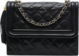 Chanel Pre-owned Quilted Lambskin Crossbody Bag - Dames - Vintage Schoudertas - Zwart - ONE Size - Leer - Vintage