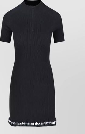 Alexander Wang ribbed short-sleeve fitted midi dress