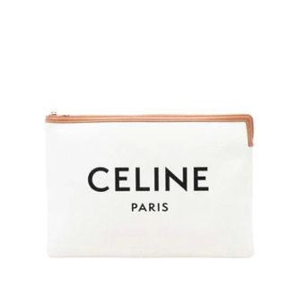 Celine Pre-owned Clutches, female, White, Size: ONE SIZE Pre-owned Canvas Clutch