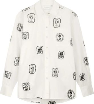 Fab By Fabienne Chapot Alex Blouse - Dames - Overhemden - Beige - 2XL - Katoen - Overhemden