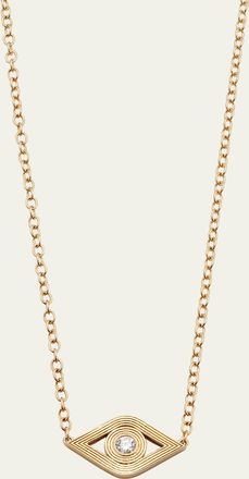 Sydney Evan 14K Gold Chain Fluted Evil Eye Diamond Necklace