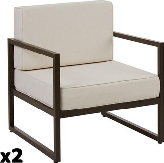 TecTake 2 sillones de jardín, 1 plaza, tapizado grueso 74 x 78 x 85 cm, marrón