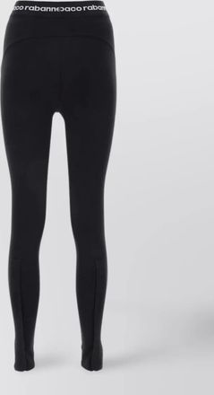 Paco Rabanne streamlined nylon leggings with zippered hem slits