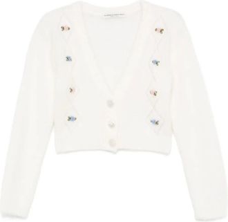 Alessandra Rich Cardigan con ricamo floreale - Toni neutri