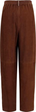Fabiana Filippi Womens Suede Pants Ebano Chamois Leather Trousers