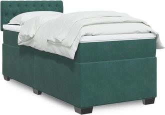 vidaXL Cama Box Spring Con Colch&oacute;n Terciopelo Verde Oscuro 80x200 Cm Vidaxl