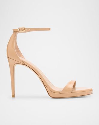 Stuart Weitzman Nudist Patent Leather Stiletto Platform Sandals