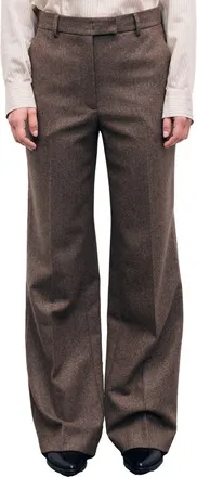 Gerard Darel Mia Wide Leg Mid Rise Trousers in Brown at Nordstrom, Size 14