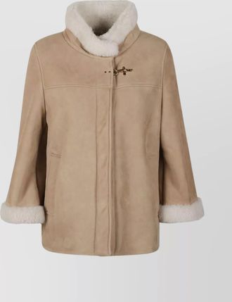 Fay shearling lined high collar cape