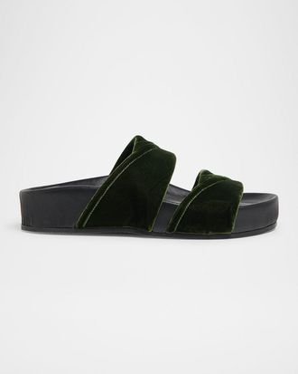 Dries Van Noten Velvet Platform Slide Sandals